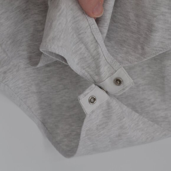 NEW ZARA Long Sleeve Bodysuit Heather Grey Women L Cotton Jersey Snap Fitted Top - Picture 3 of 7